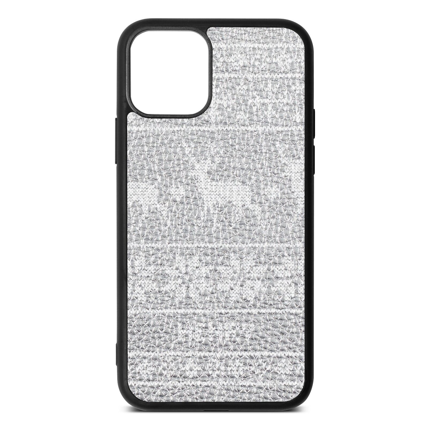 Personalised Christmas Jumper Silver Pebble Leather iPhone 11 Pro Case