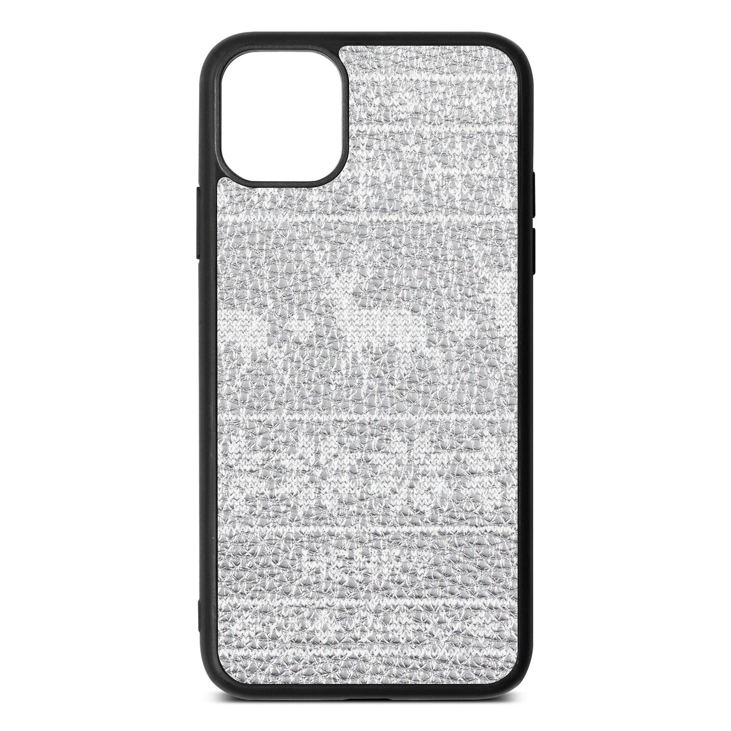 Personalised Christmas Jumper Silver Pebble Leather iPhone 11 Pro Max Case