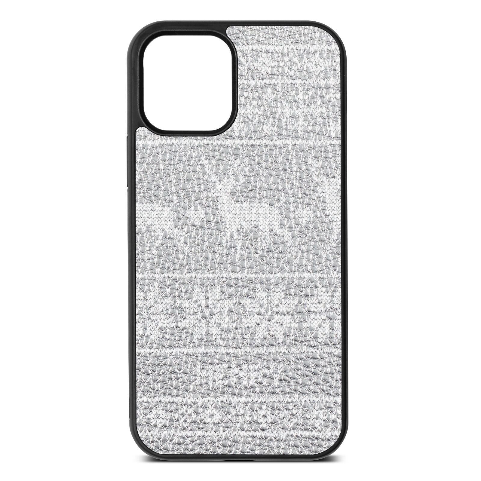 Personalised Christmas Jumper Silver Pebble Leather iPhone 12 Case