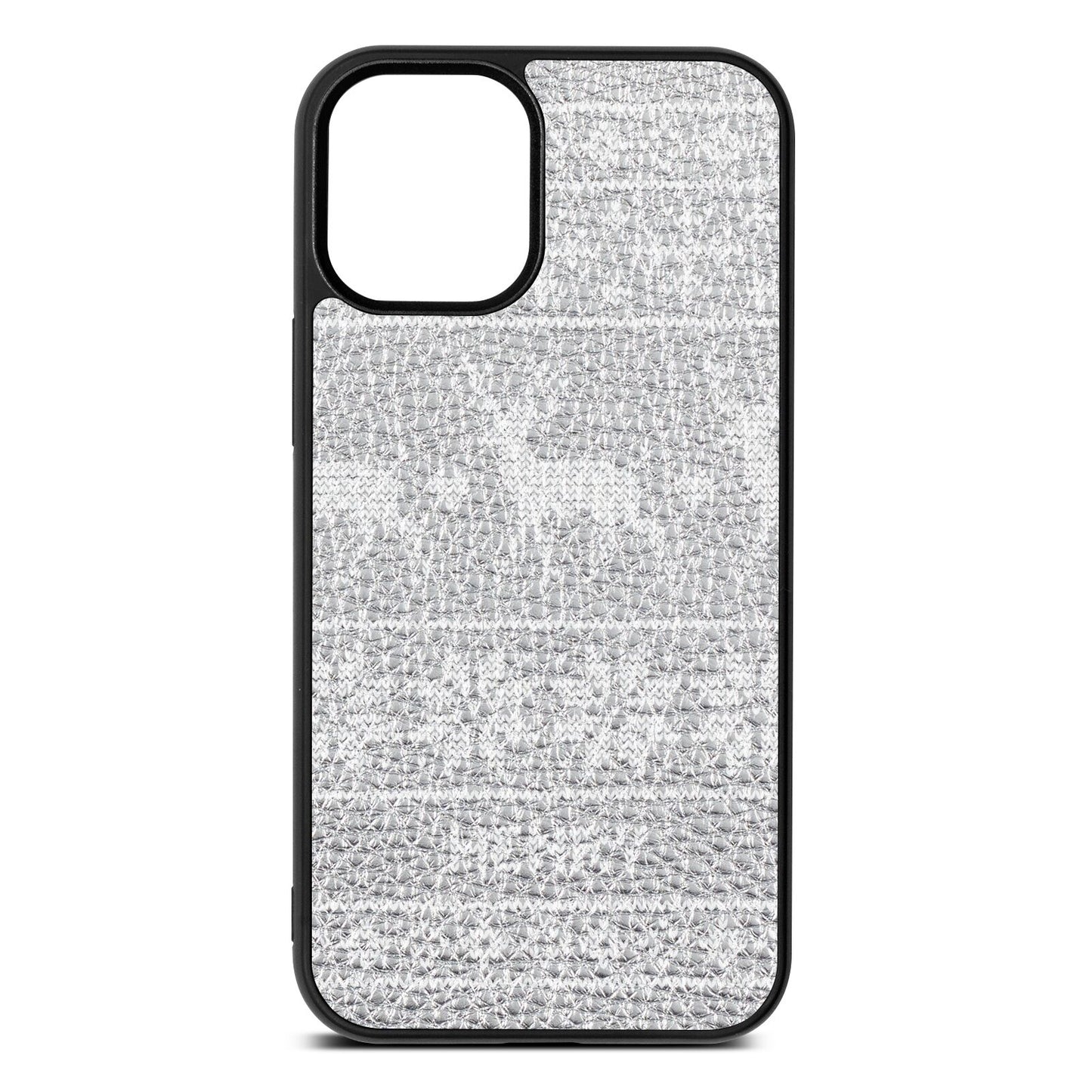 Personalised Christmas Jumper Silver Pebble Leather iPhone 12 Mini Case