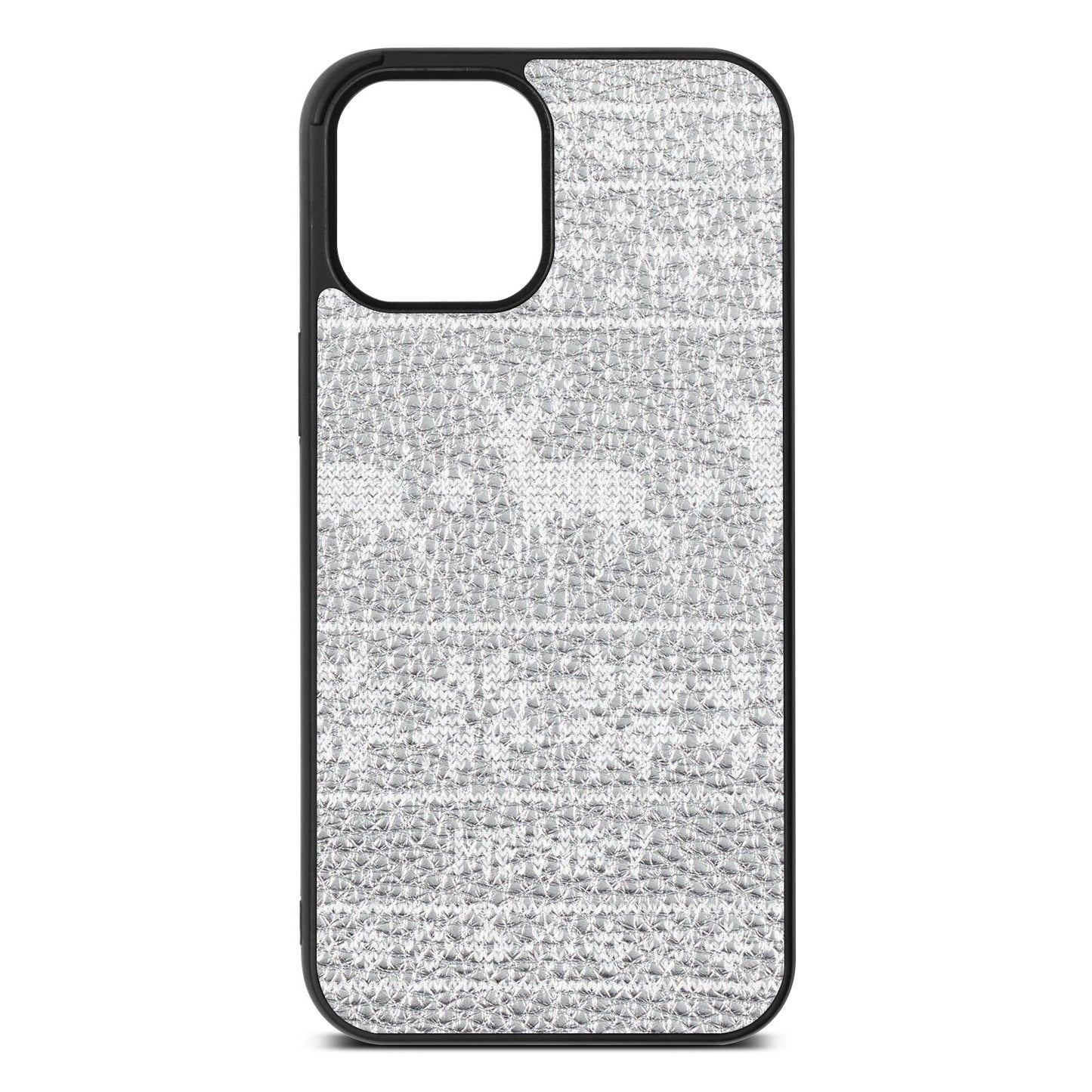 Personalised Christmas Jumper Silver Pebble Leather iPhone 12 Pro Max Case