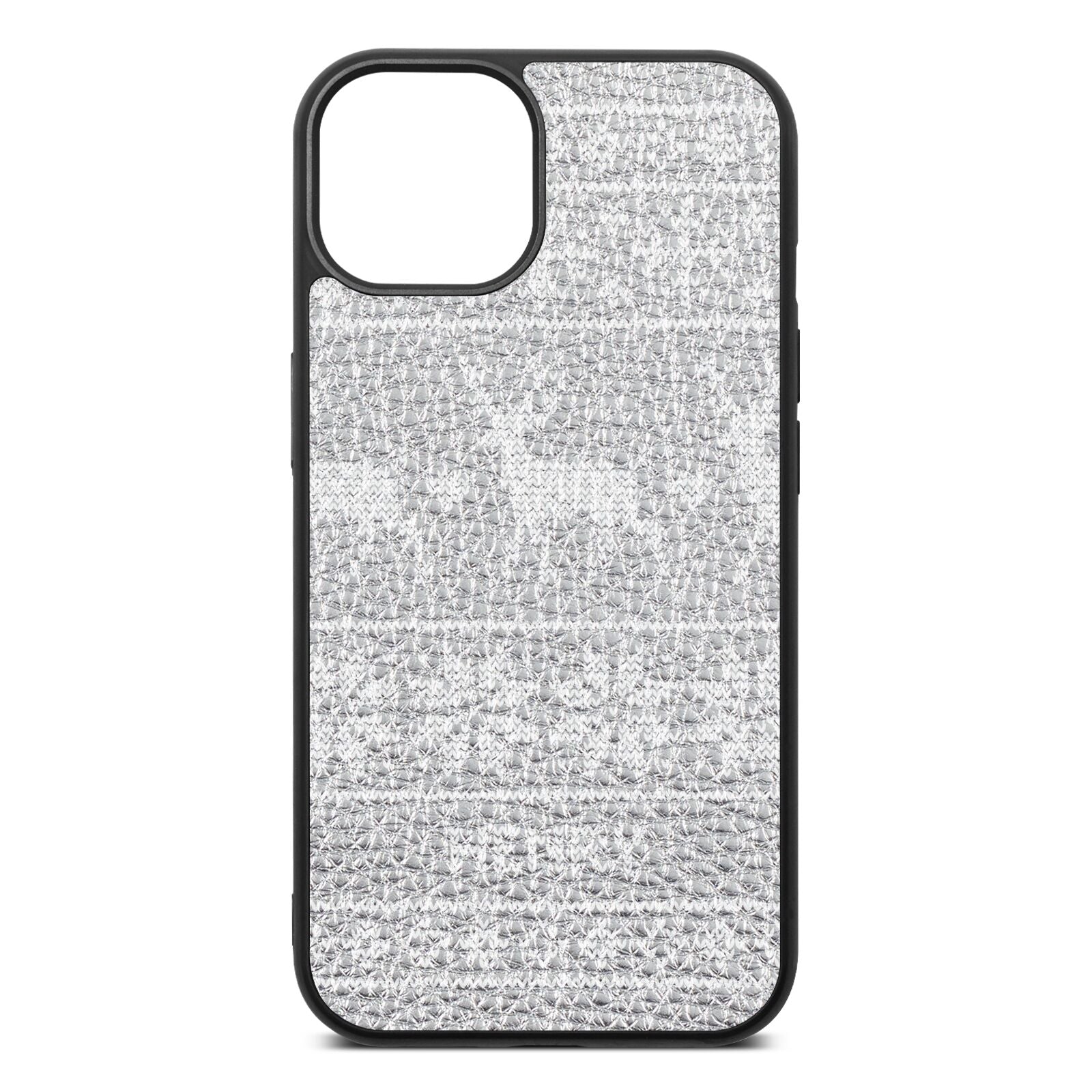 Personalised Christmas Jumper Silver Pebble Leather iPhone 13 Case