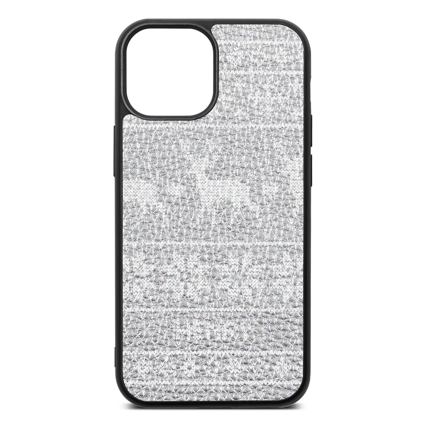 Personalised Christmas Jumper Silver Pebble Leather iPhone 13 Mini Case