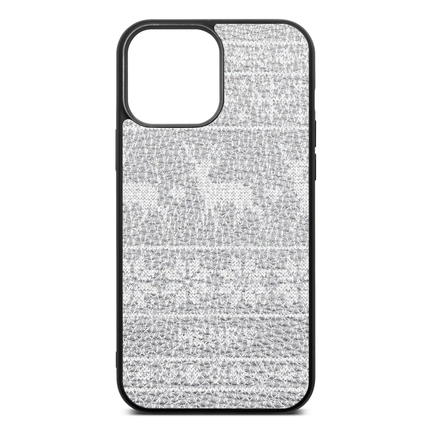 Personalised Christmas Jumper Silver Pebble Leather iPhone 13 Pro Max Case