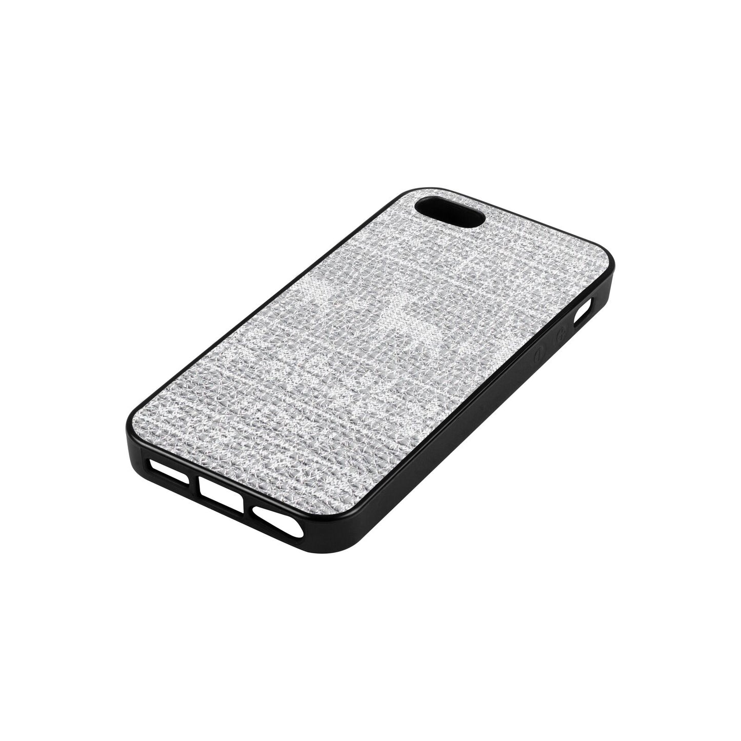 Personalised Christmas Jumper Silver Pebble Leather iPhone 5 Case Side Angle