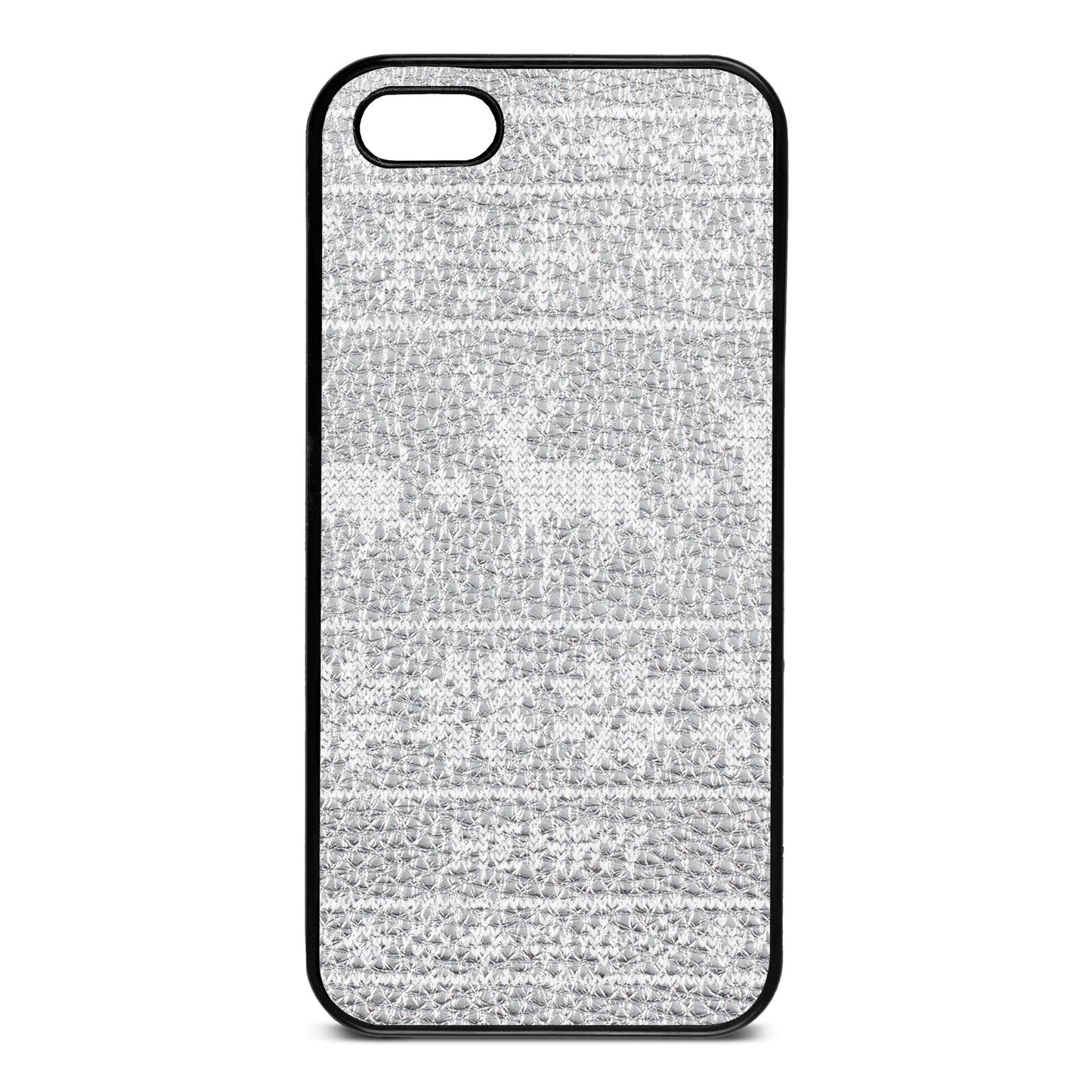 Personalised Christmas Jumper Silver Pebble Leather iPhone 5 Case