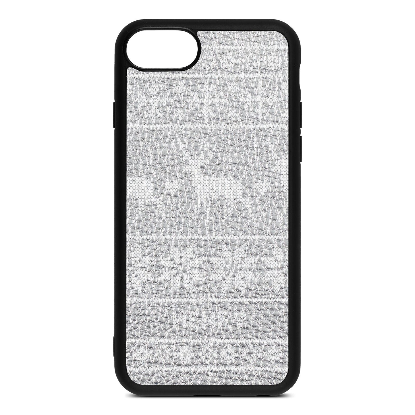 Personalised Christmas Jumper Silver Pebble Leather iPhone 8 Case