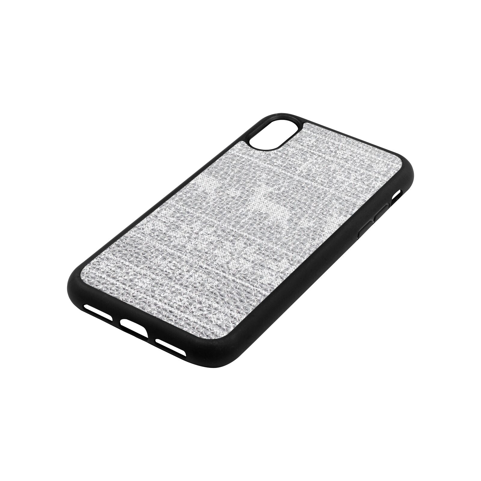 Personalised Christmas Jumper Silver Pebble Leather iPhone Xr Case Side Angle