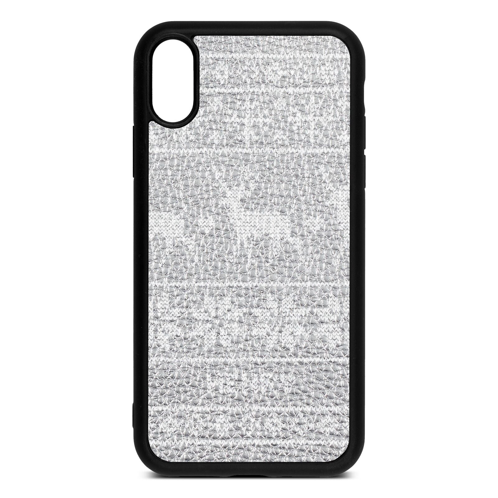 Personalised Christmas Jumper Silver Pebble Leather iPhone Xr Case