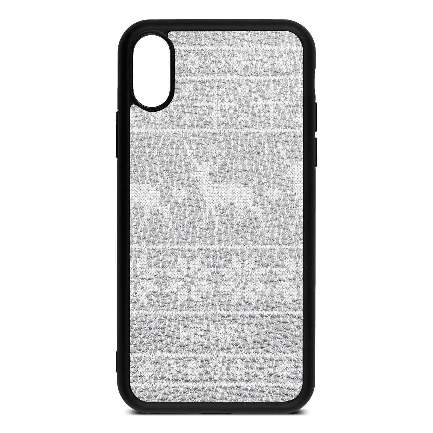 Personalised Christmas Jumper Silver Pebble Leather iPhone Xs Case