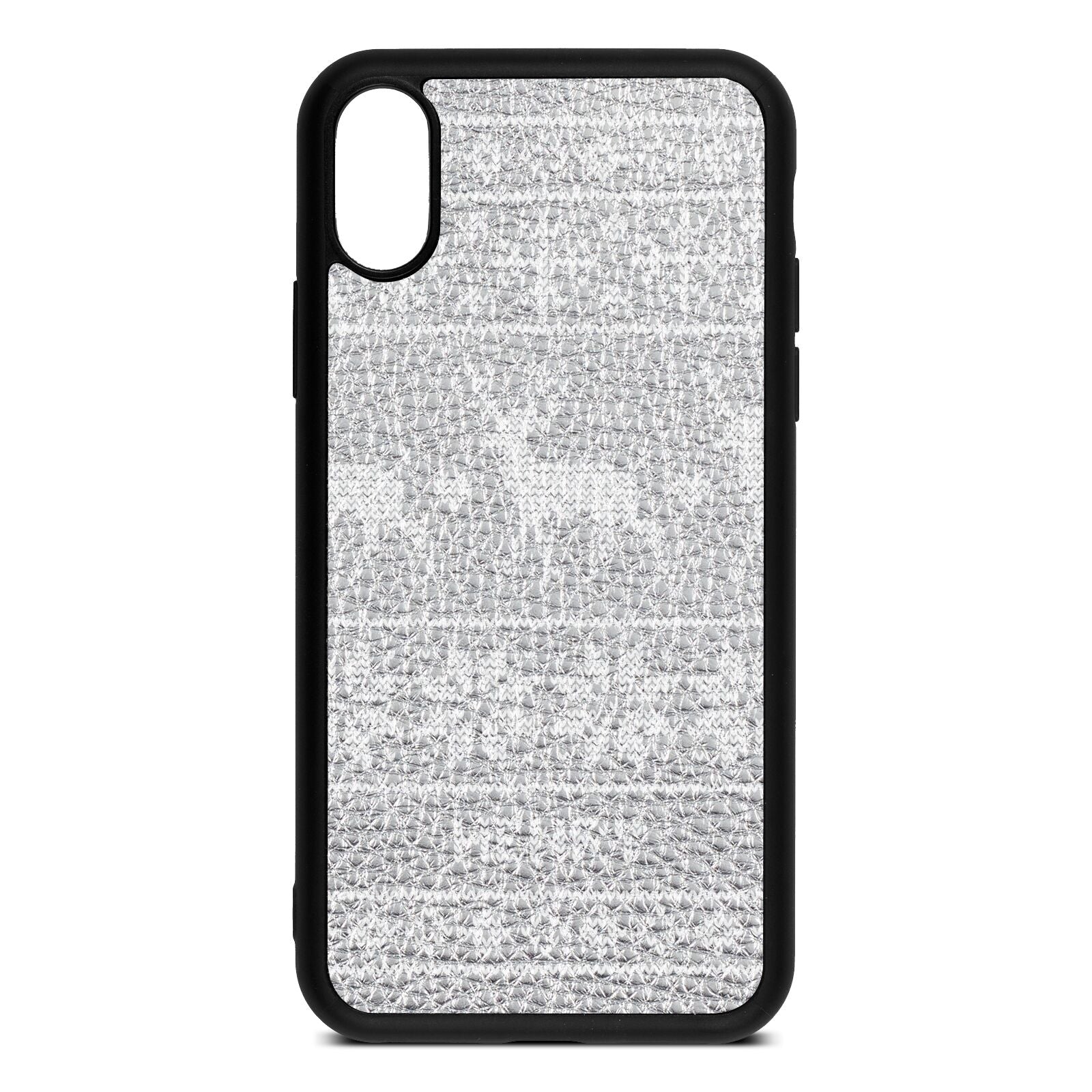 Personalised Christmas Jumper Silver Pebble Leather iPhone Xs Case