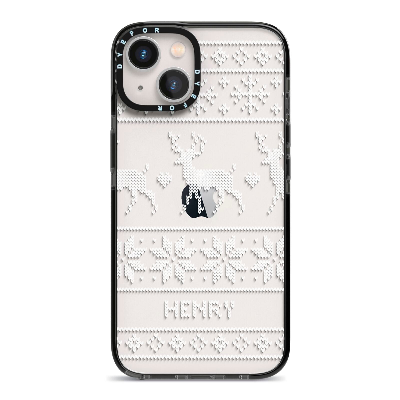 Personalised Christmas Jumper iPhone 13 Black Impact Case on Silver phone
