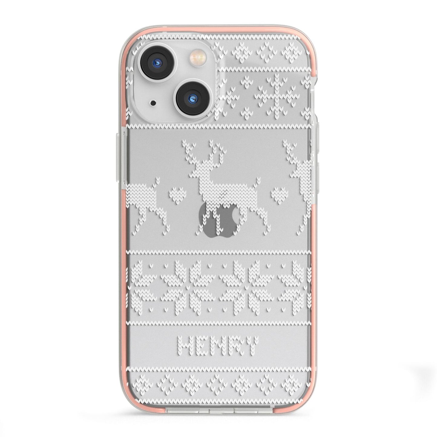 Personalised Christmas Jumper iPhone 13 Mini TPU Impact Case with Pink Edges