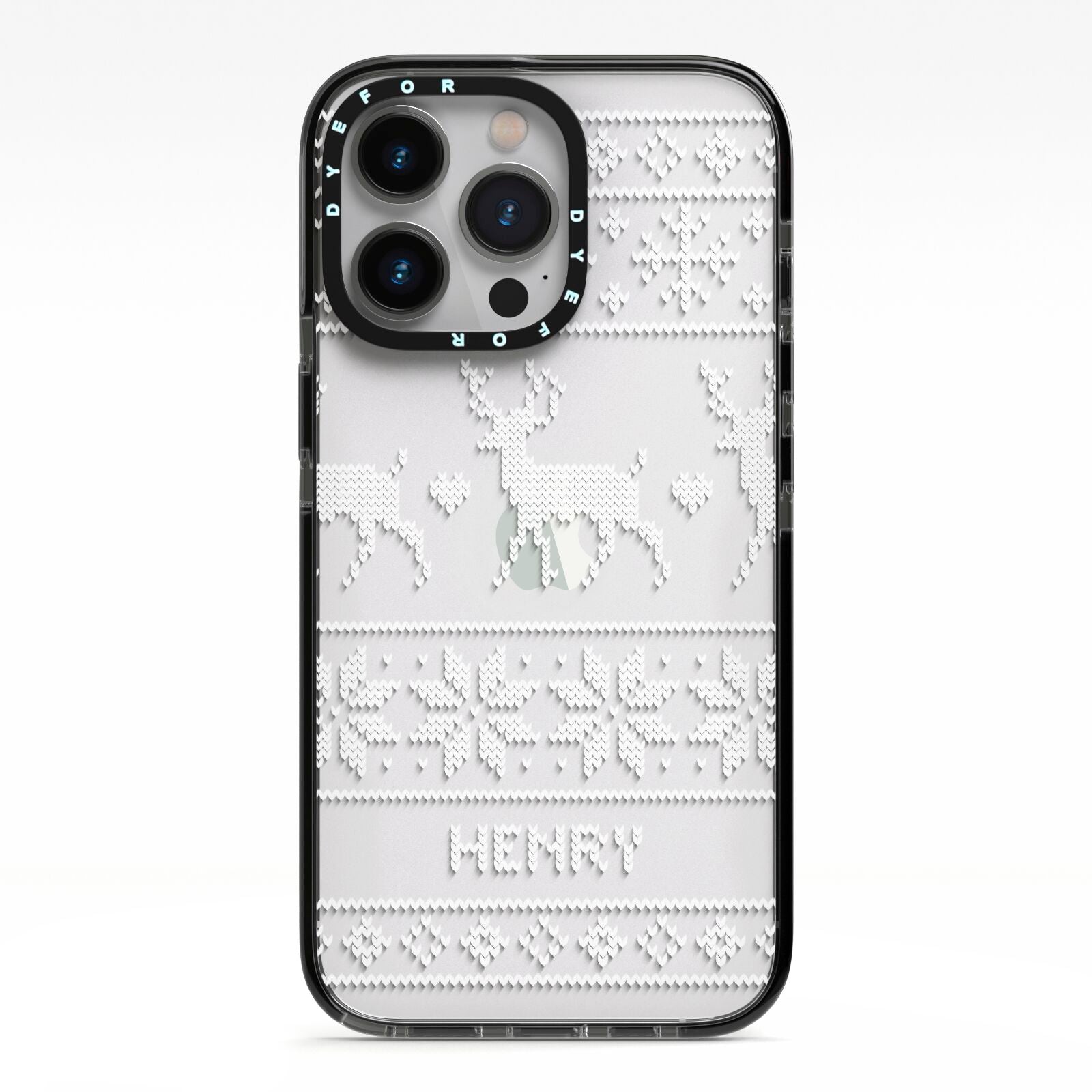 Personalised Christmas Jumper iPhone 13 Pro Black Impact Case on Silver phone