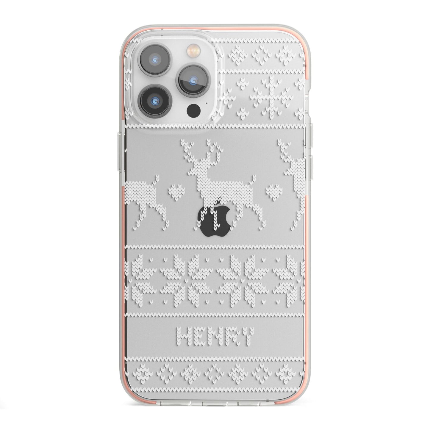 Personalised Christmas Jumper iPhone 13 Pro Max TPU Impact Case with Pink Edges