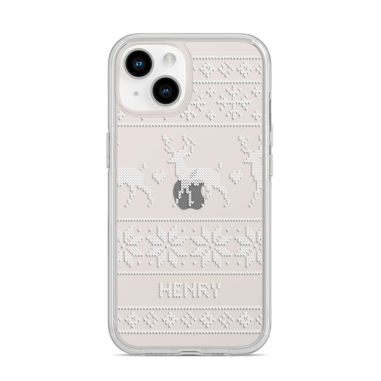 Personalised Christmas Jumper iPhone 14 Clear Tough Case Starlight
