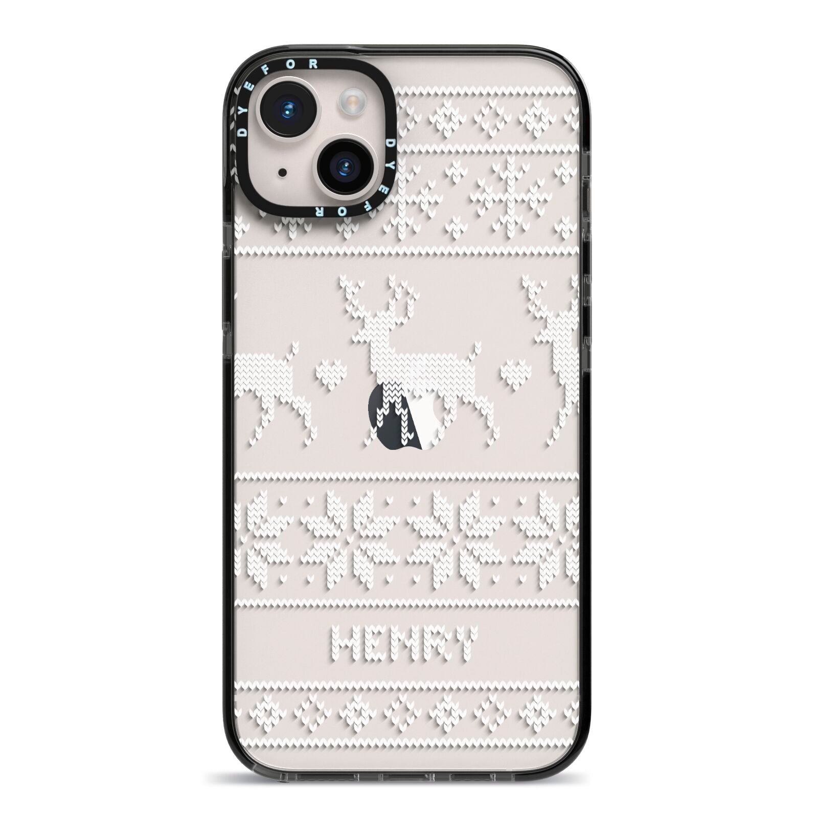 Personalised Christmas Jumper iPhone 14 Plus Black Impact Case on Silver phone