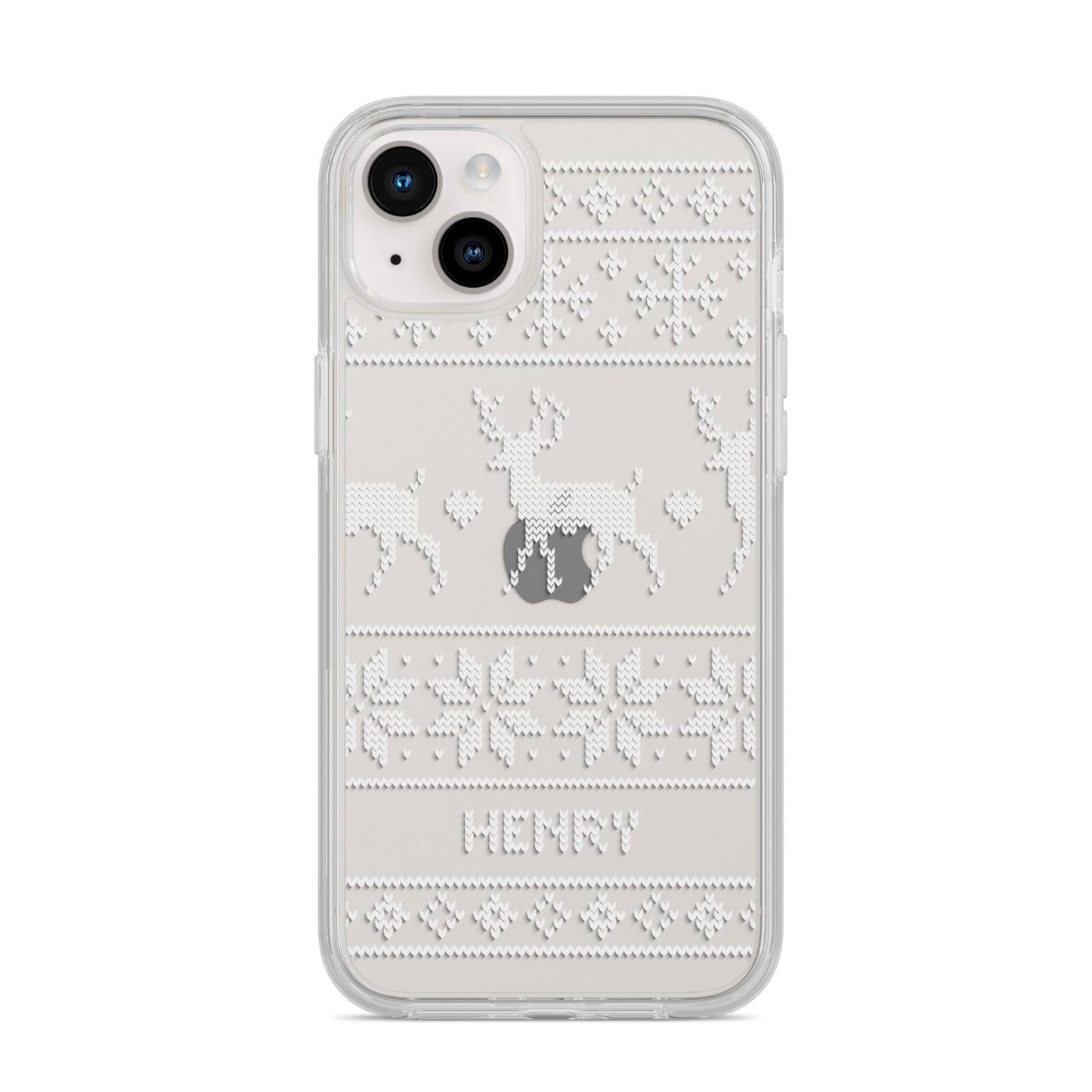 Personalised Christmas Jumper iPhone 14 Plus Clear Tough Case Starlight