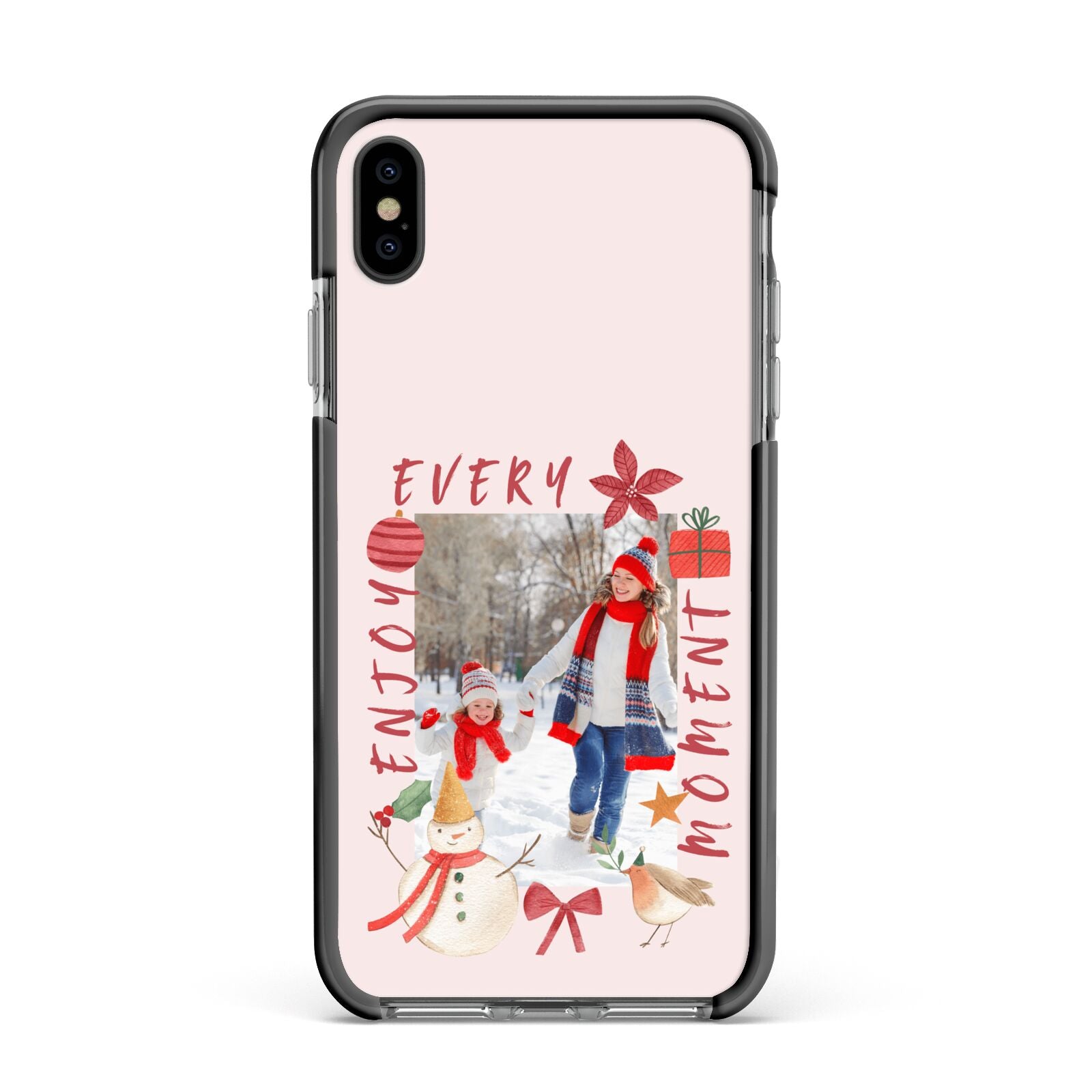 Personalised Christmas Moments Apple iPhone Xs Max Impact Case Black Edge on Black Phone