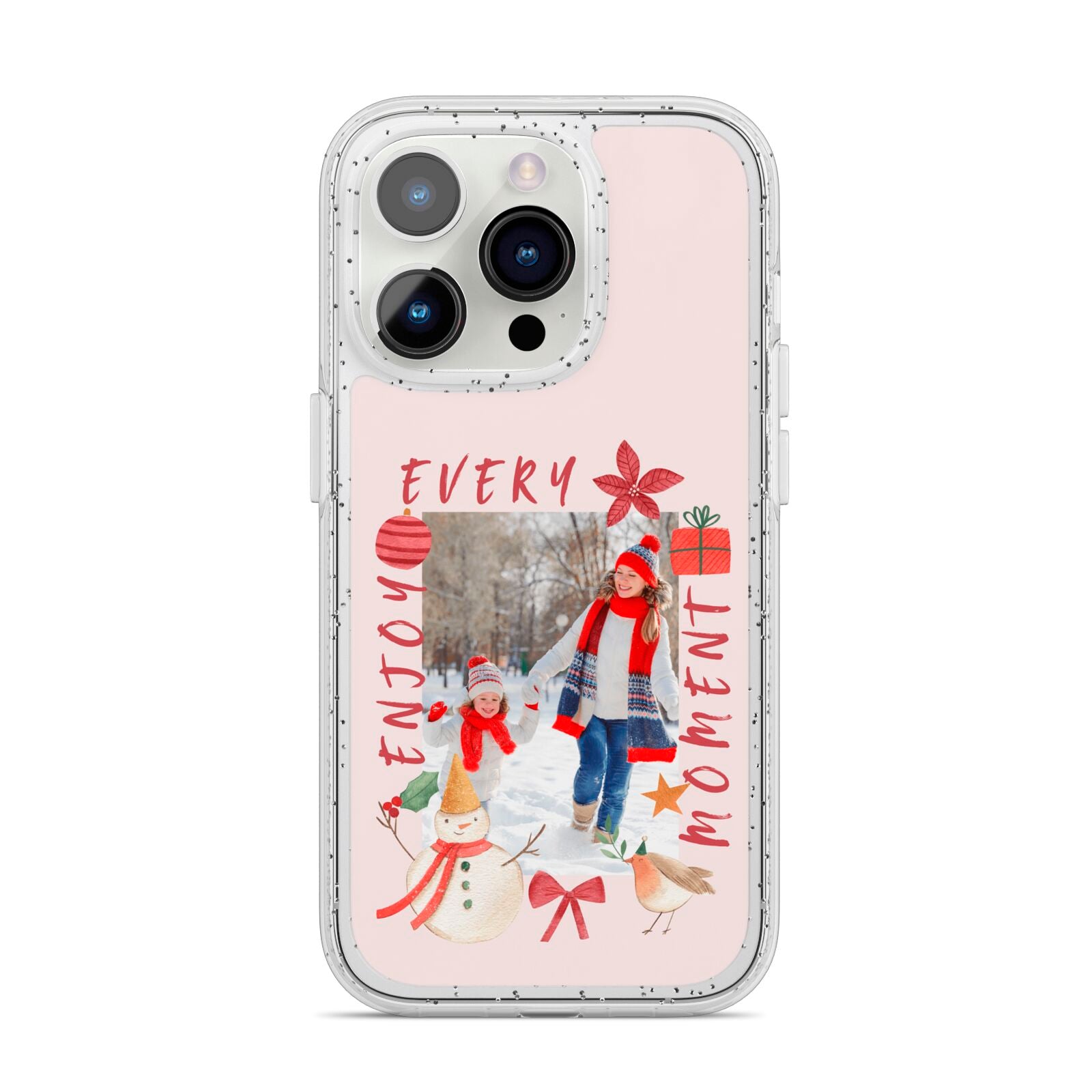 Personalised Christmas Moments iPhone 14 Pro Glitter Tough Case Silver