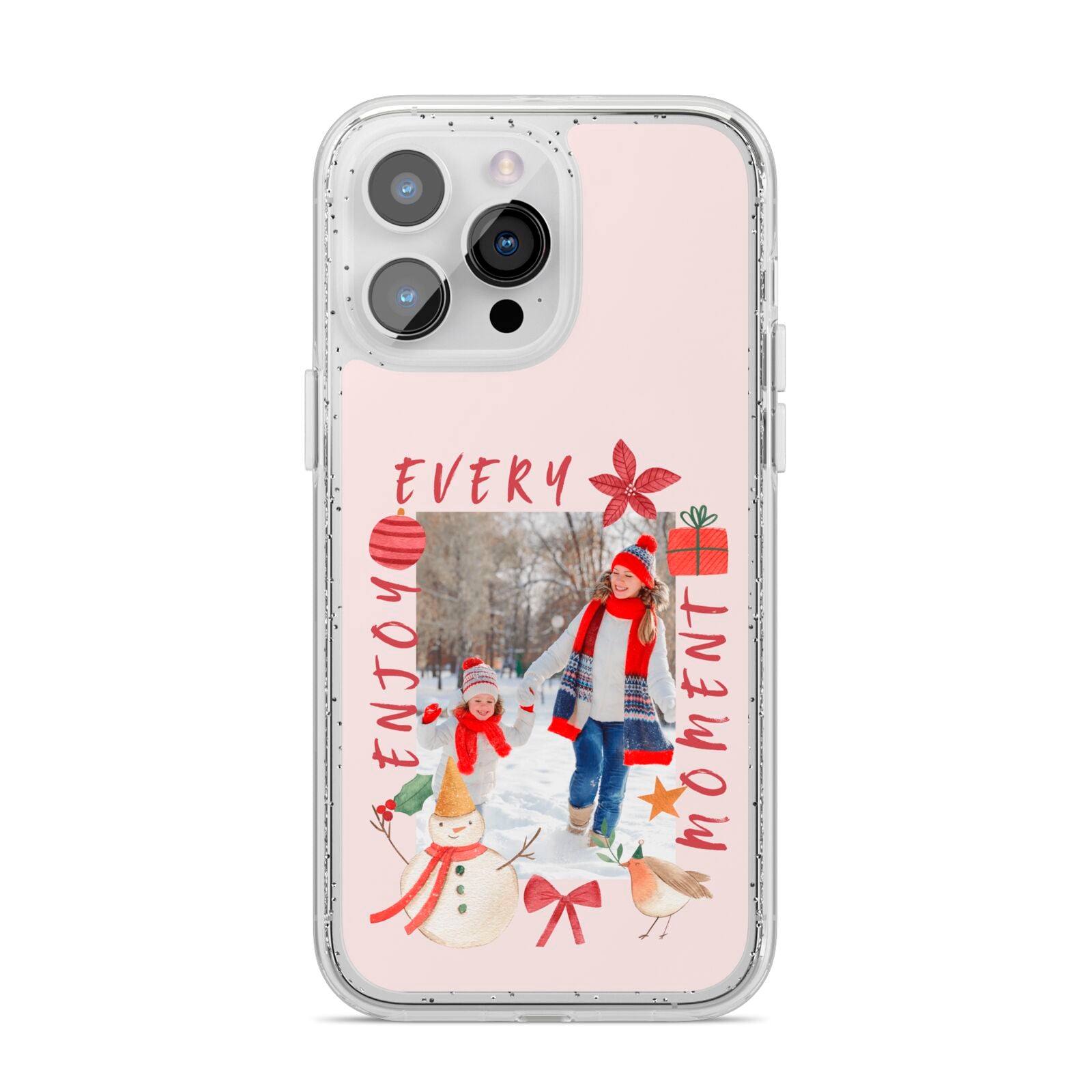 Personalised Christmas Moments iPhone 14 Pro Max Glitter Tough Case Silver