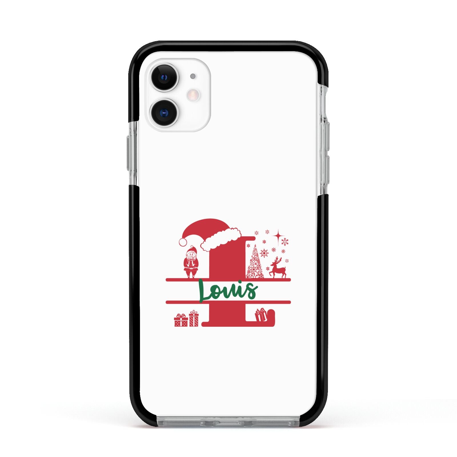 Personalised Christmas Monogram Apple iPhone 11 in White with Black Impact Case