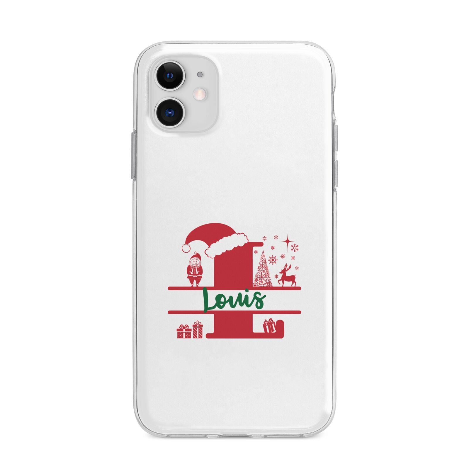 Personalised Christmas Monogram Apple iPhone 11 in White with Bumper Case