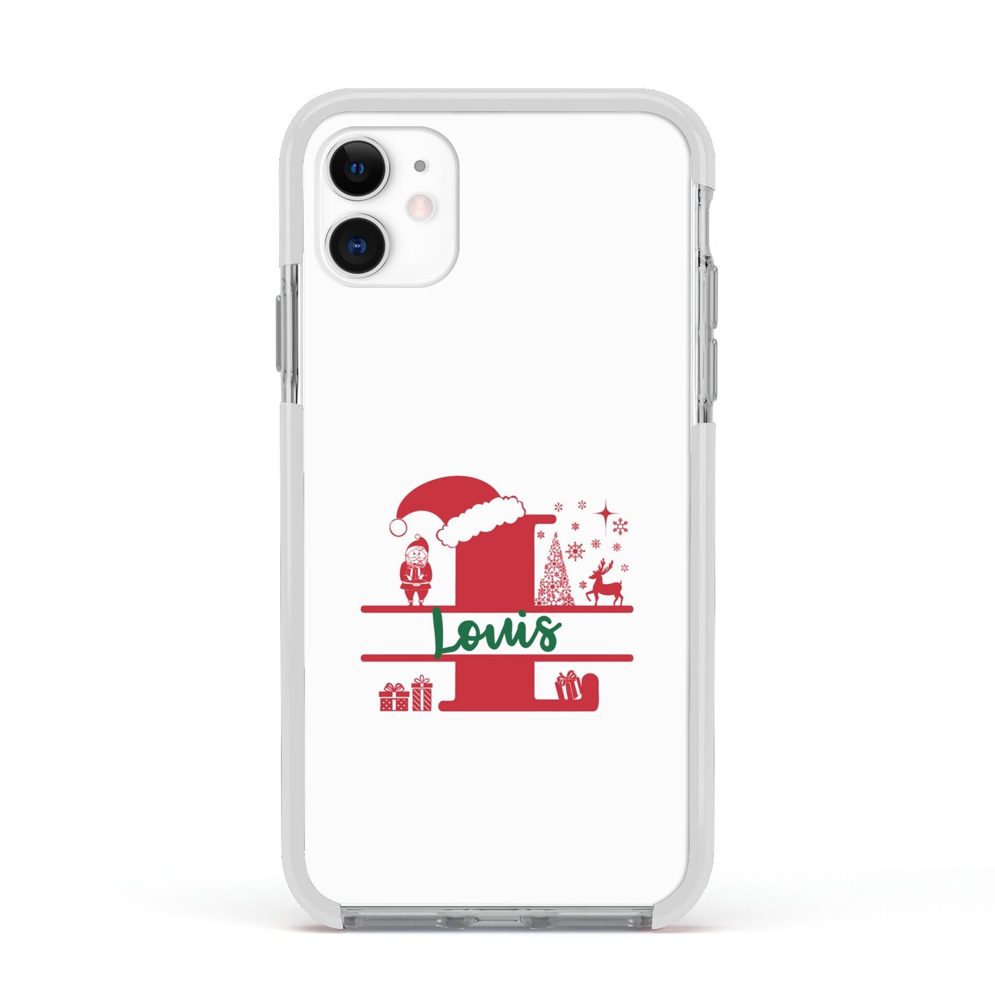 Personalised Christmas Monogram Apple iPhone 11 in White with White Impact Case