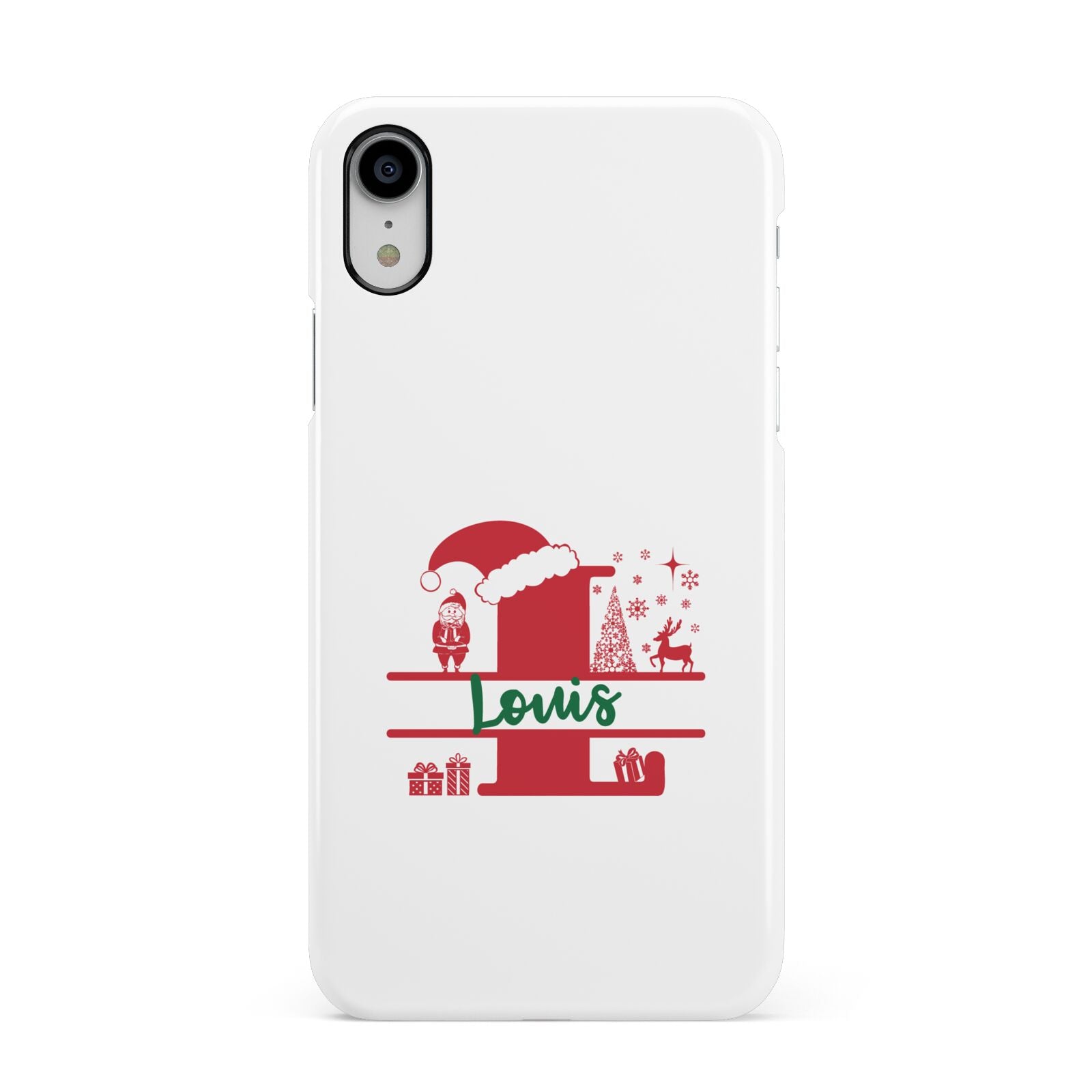 Personalised Christmas Monogram Apple iPhone XR White 3D Snap Case