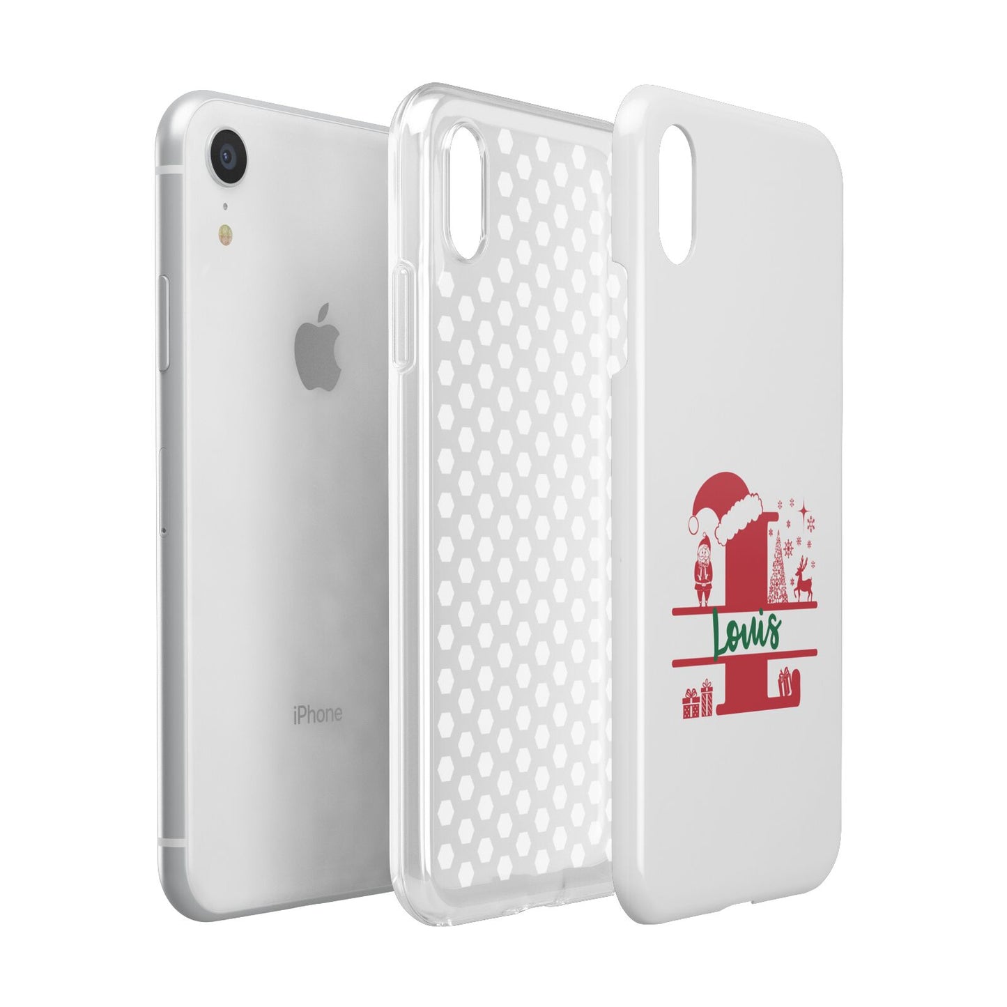 Personalised Christmas Monogram Apple iPhone XR White 3D Tough Case Expanded view