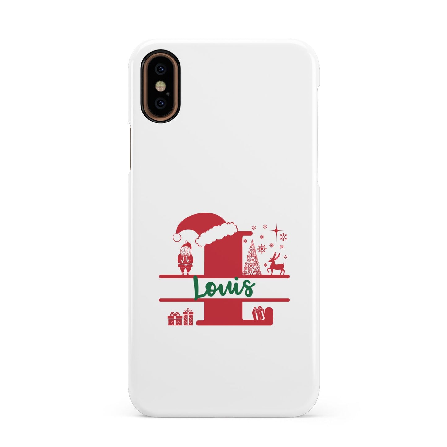 Personalised Christmas Monogram Apple iPhone XS 3D Snap Case