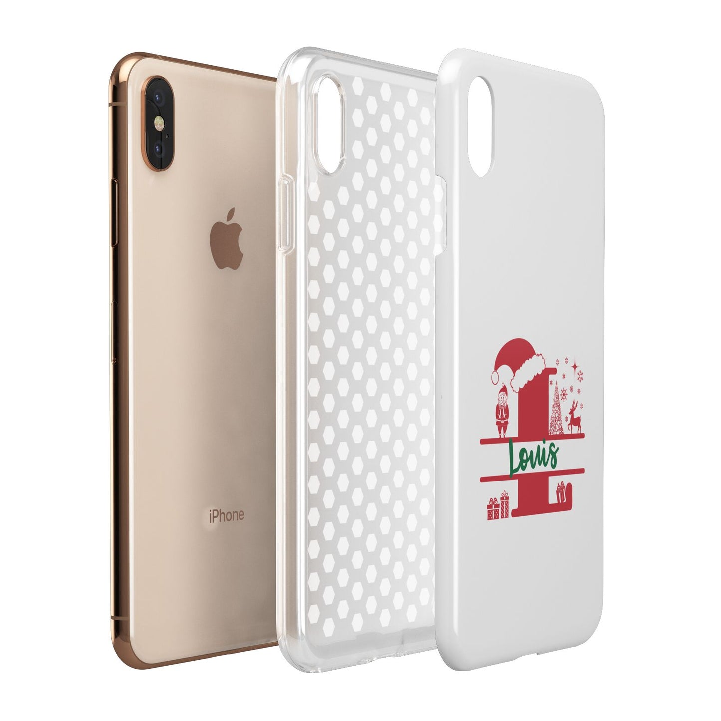 Personalised Christmas Monogram Apple iPhone Xs Max 3D Tough Case Expanded View