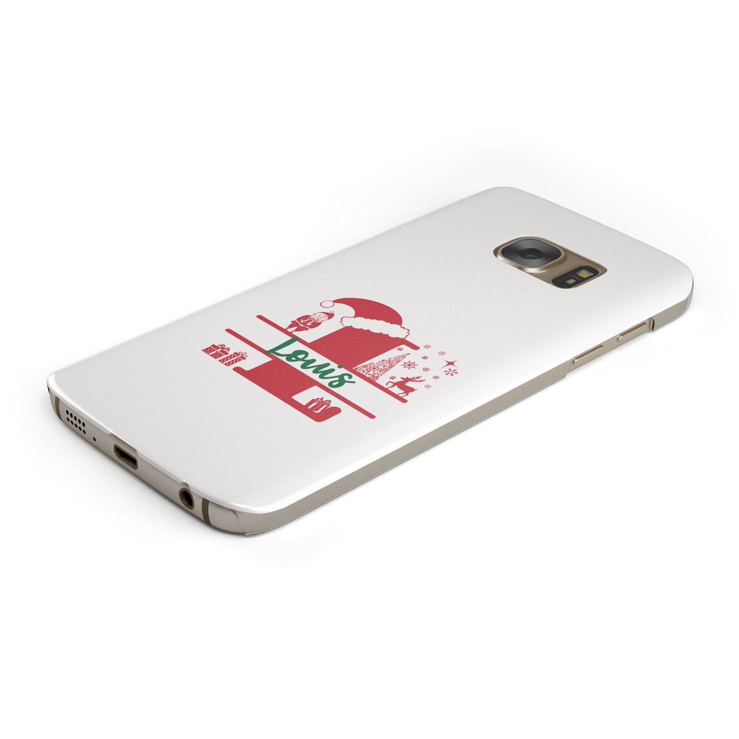 Personalised Christmas Monogram Protective Samsung Galaxy Case Angled Image