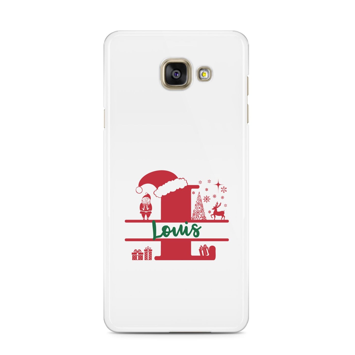 Personalised Christmas Monogram Samsung Galaxy A3 2016 Case on gold phone