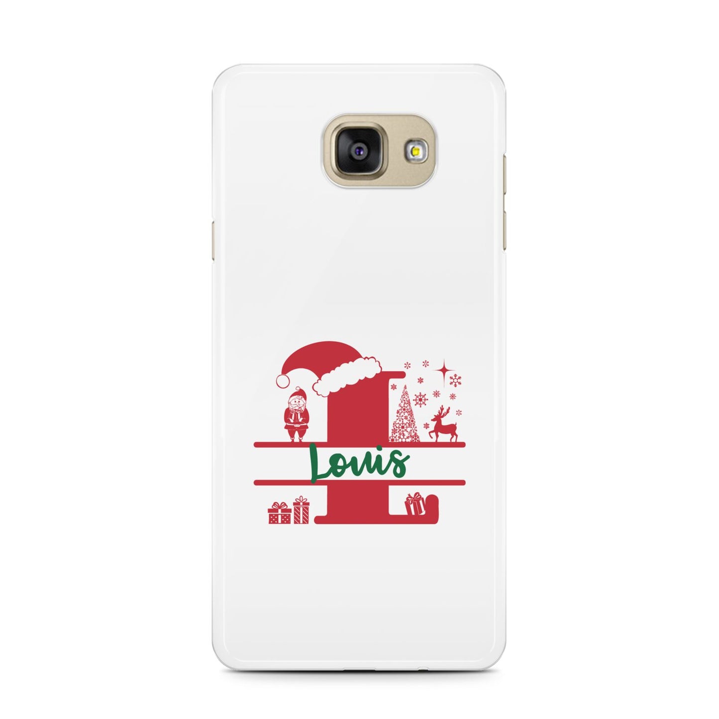 Personalised Christmas Monogram Samsung Galaxy A7 2016 Case on gold phone