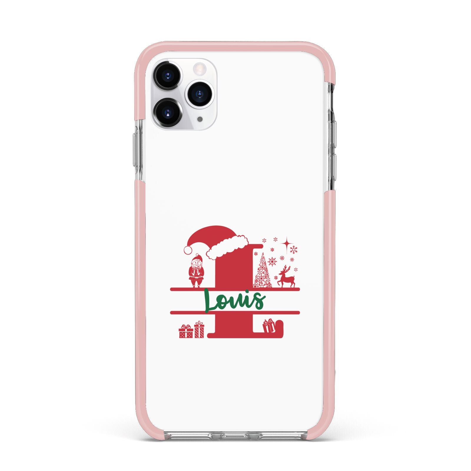 Personalised Christmas Monogram iPhone 11 Pro Max Impact Pink Edge Case