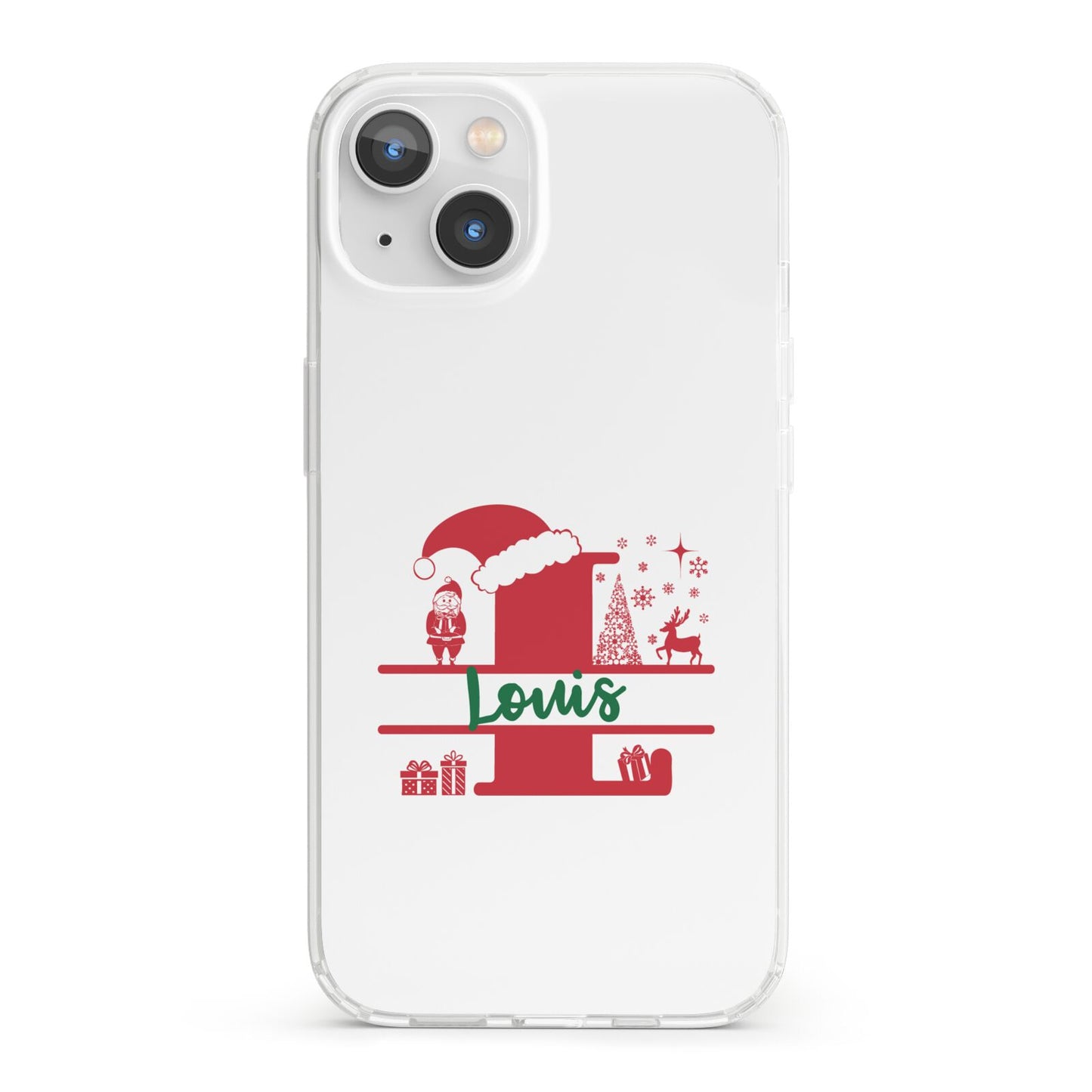 Personalised Christmas Monogram iPhone 13 Clear Bumper Case