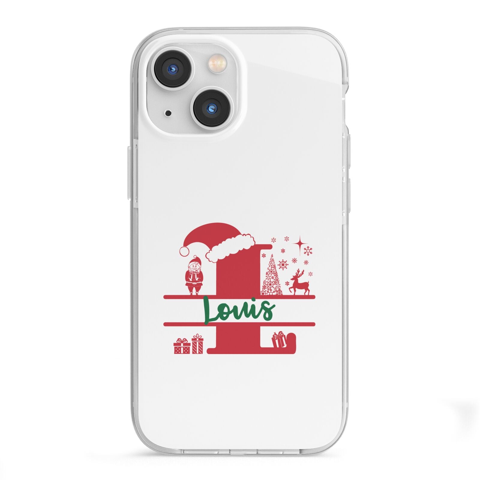 Personalised Christmas Monogram iPhone 13 Mini TPU Impact Case with White Edges