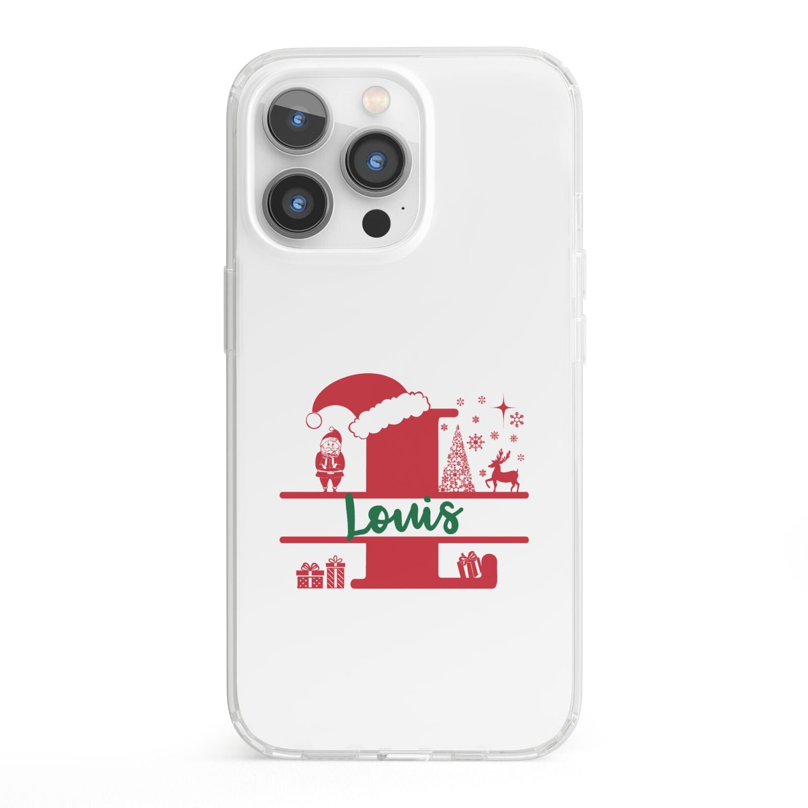 Personalised Christmas Monogram iPhone 13 Pro Clear Bumper Case