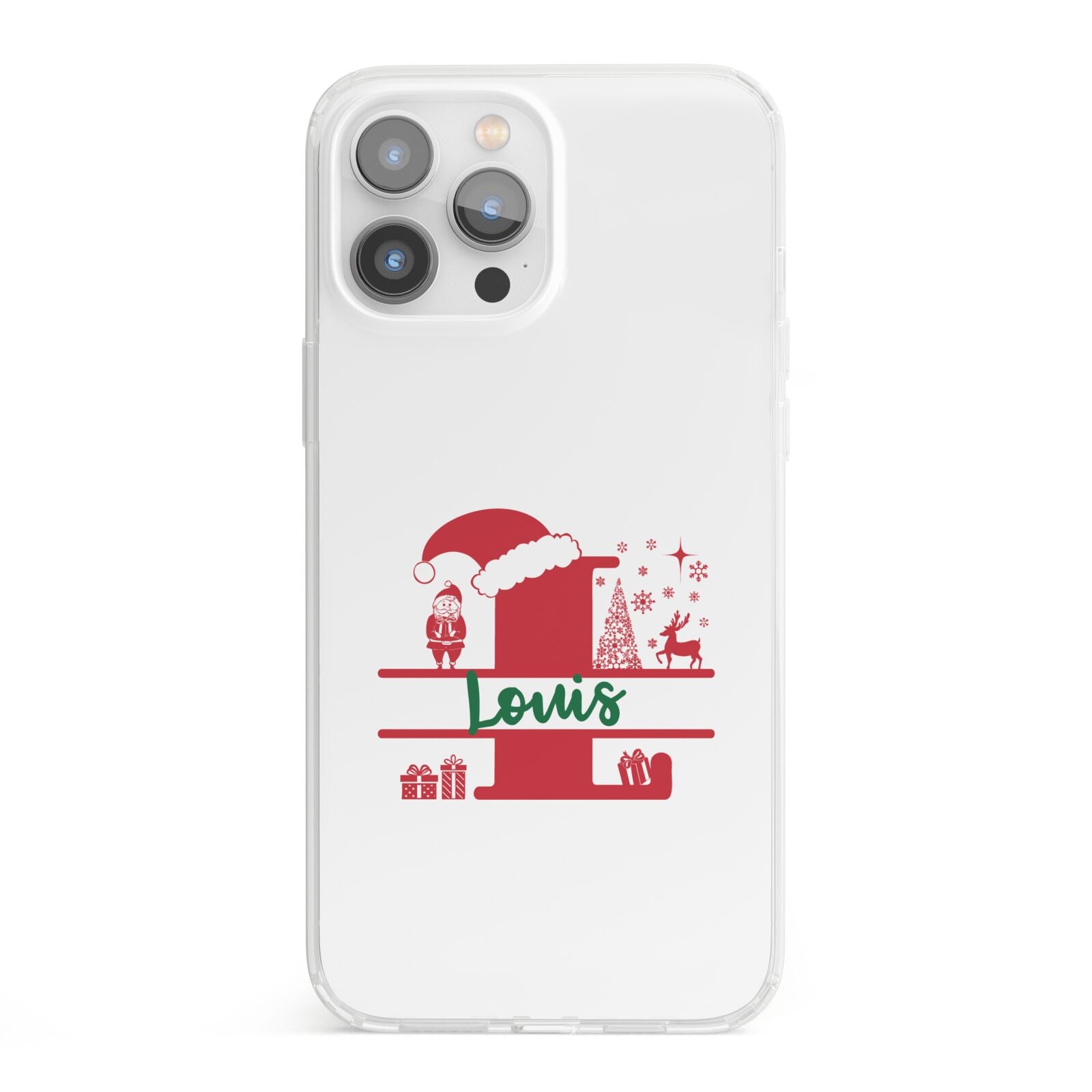 Personalised Christmas Monogram iPhone 13 Pro Max Clear Bumper Case