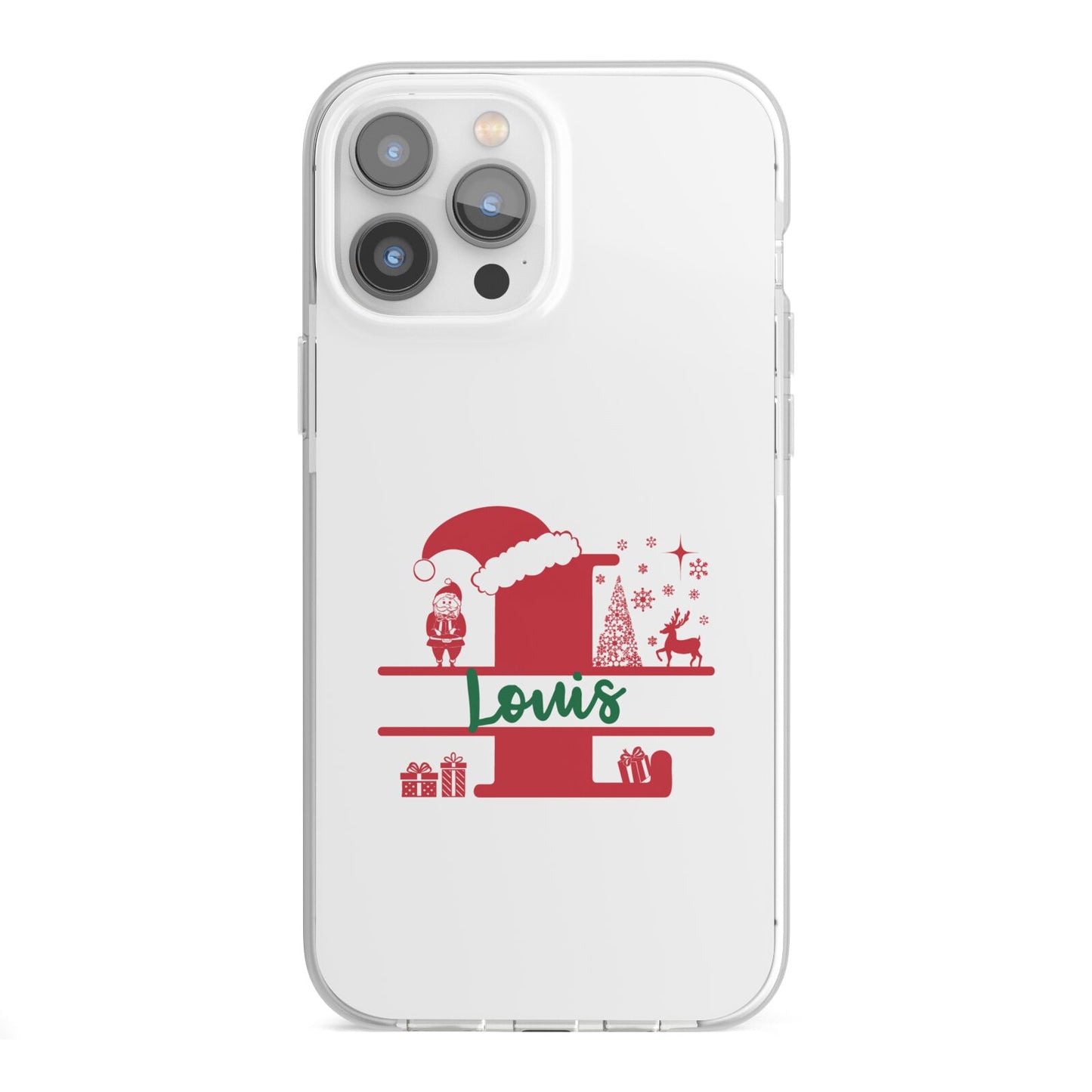 Personalised Christmas Monogram iPhone 13 Pro Max TPU Impact Case with White Edges