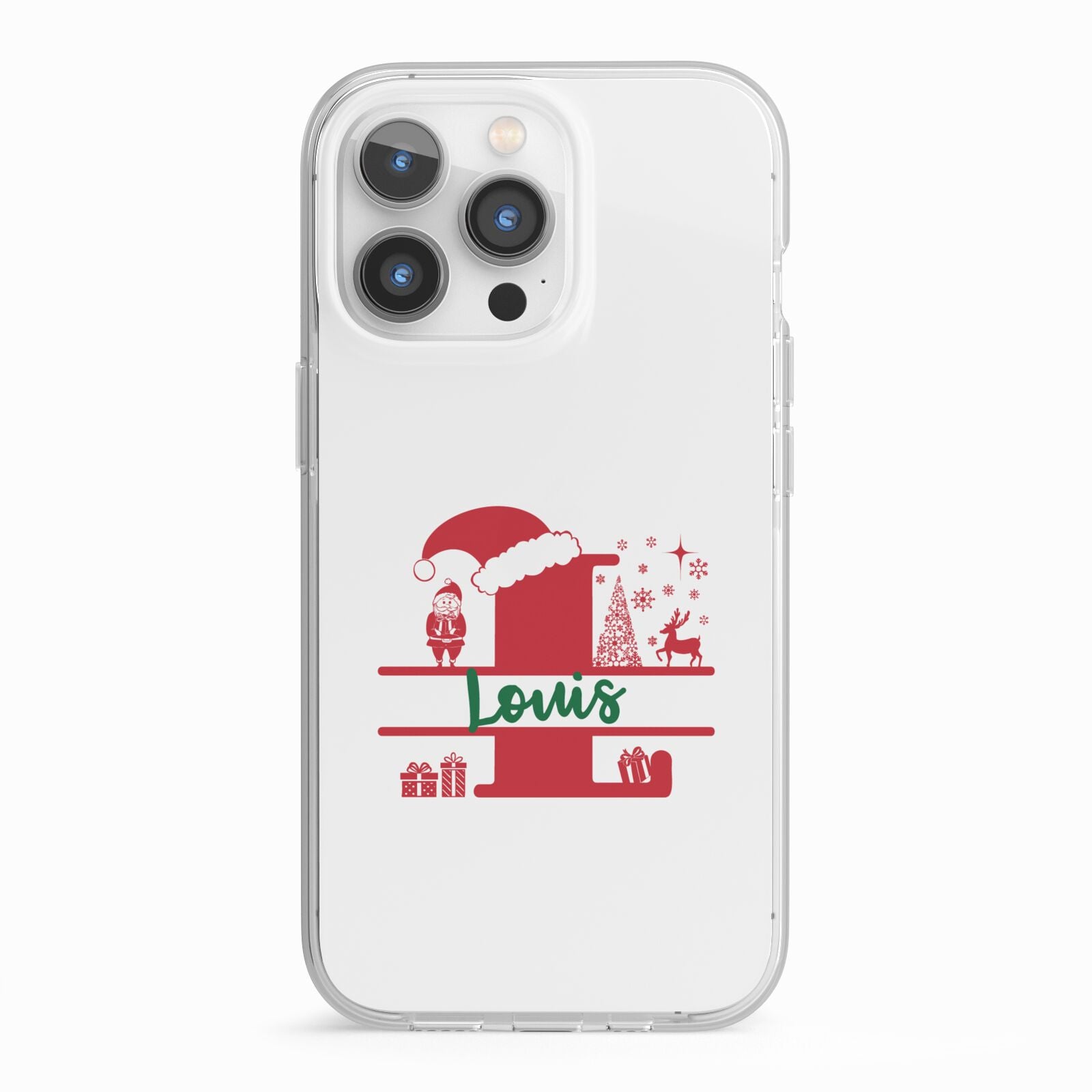 Personalised Christmas Monogram iPhone 13 Pro TPU Impact Case with White Edges