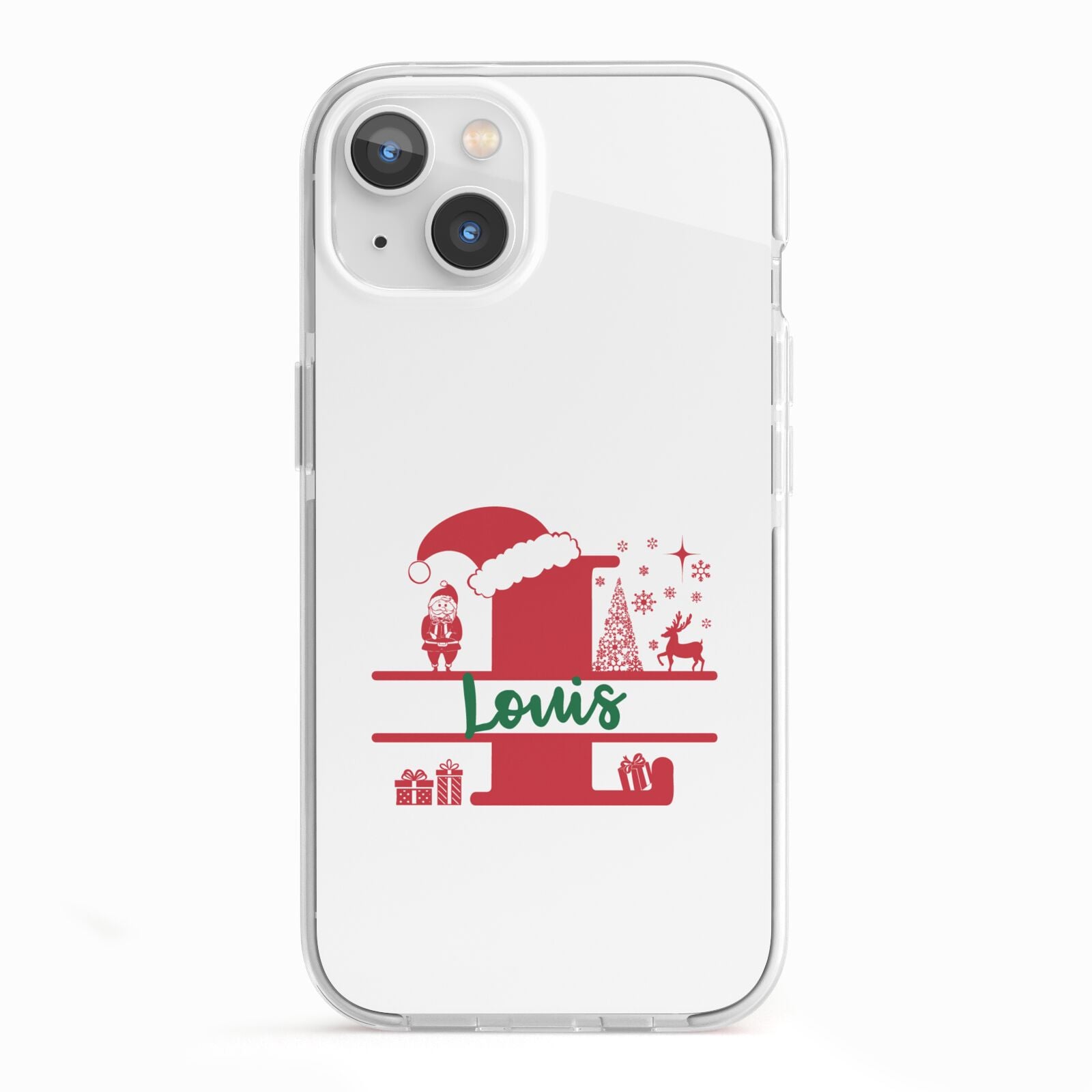 Personalised Christmas Monogram iPhone 13 TPU Impact Case with White Edges