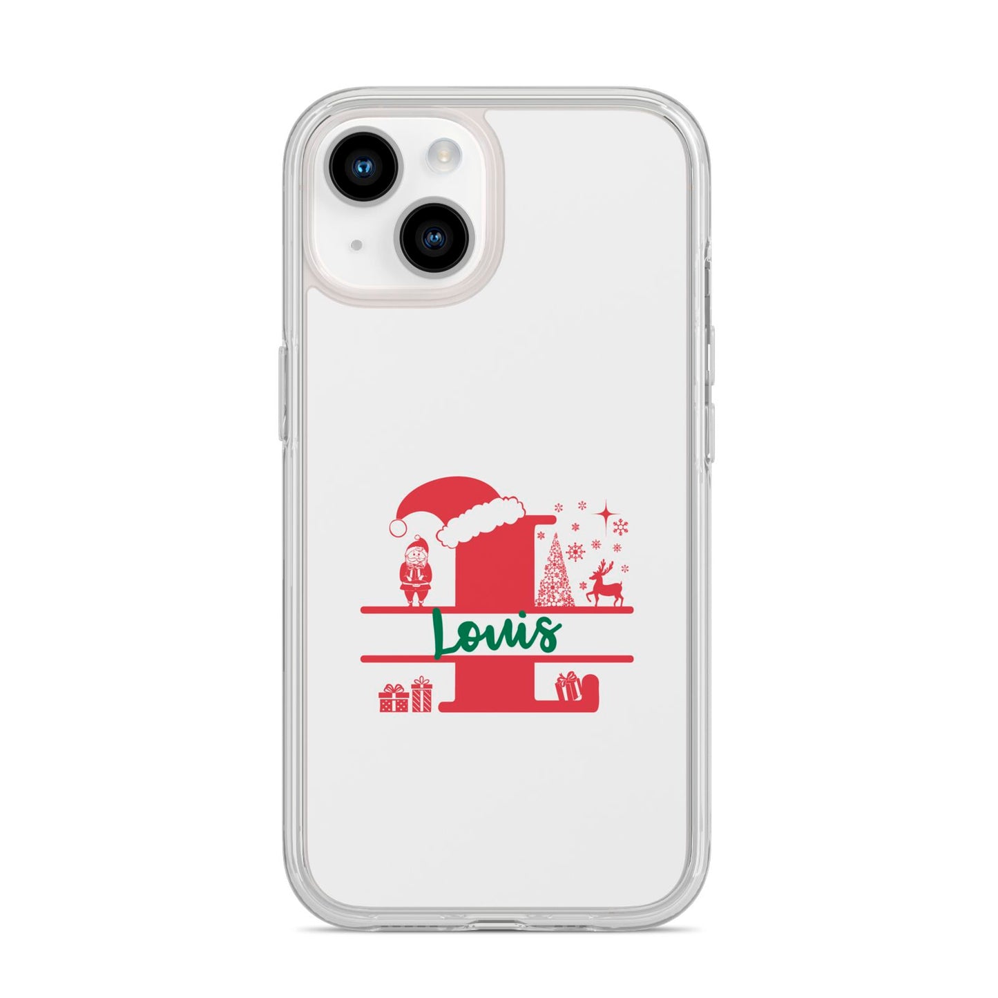 Personalised Christmas Monogram iPhone 14 Clear Tough Case Starlight