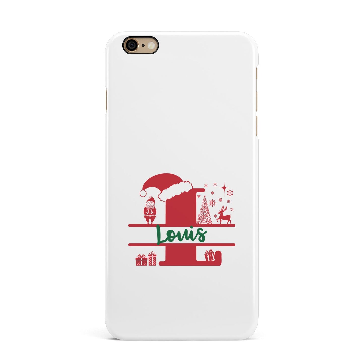 Personalised Christmas Monogram iPhone 6 Plus 3D Snap Case on Gold Phone