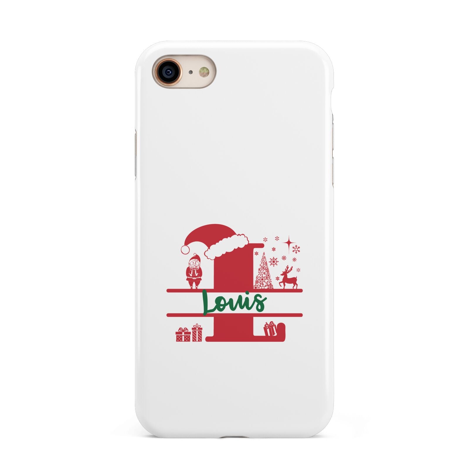 Personalised Christmas Monogram iPhone 8 3D Tough Case on Gold Phone