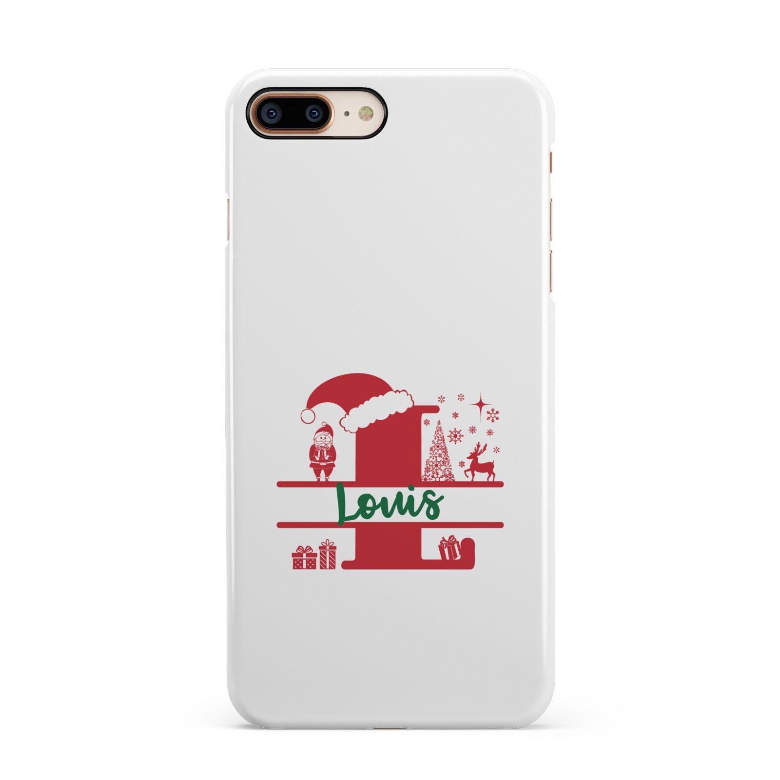 Personalised Christmas Monogram iPhone 8 Plus 3D Snap Case on Gold Phone