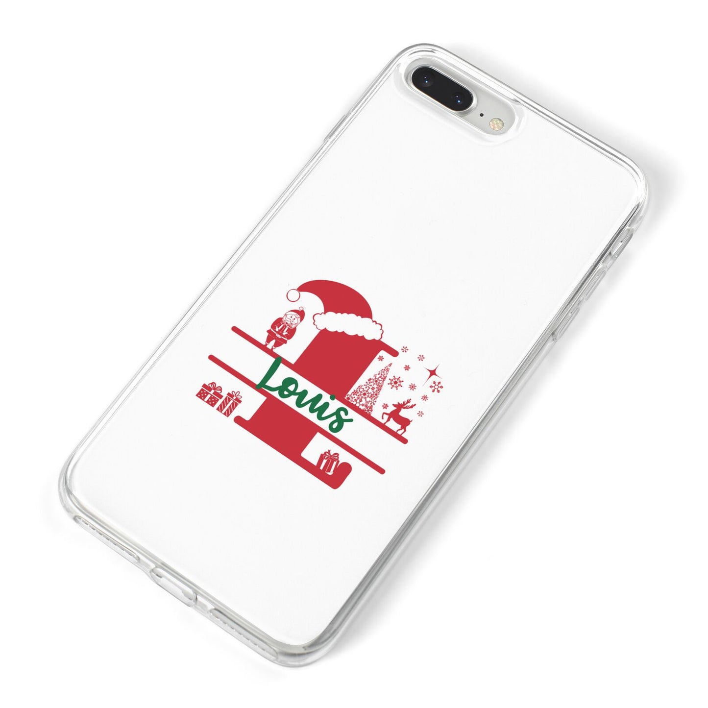 Personalised Christmas Monogram iPhone 8 Plus Bumper Case on Silver iPhone Alternative Image