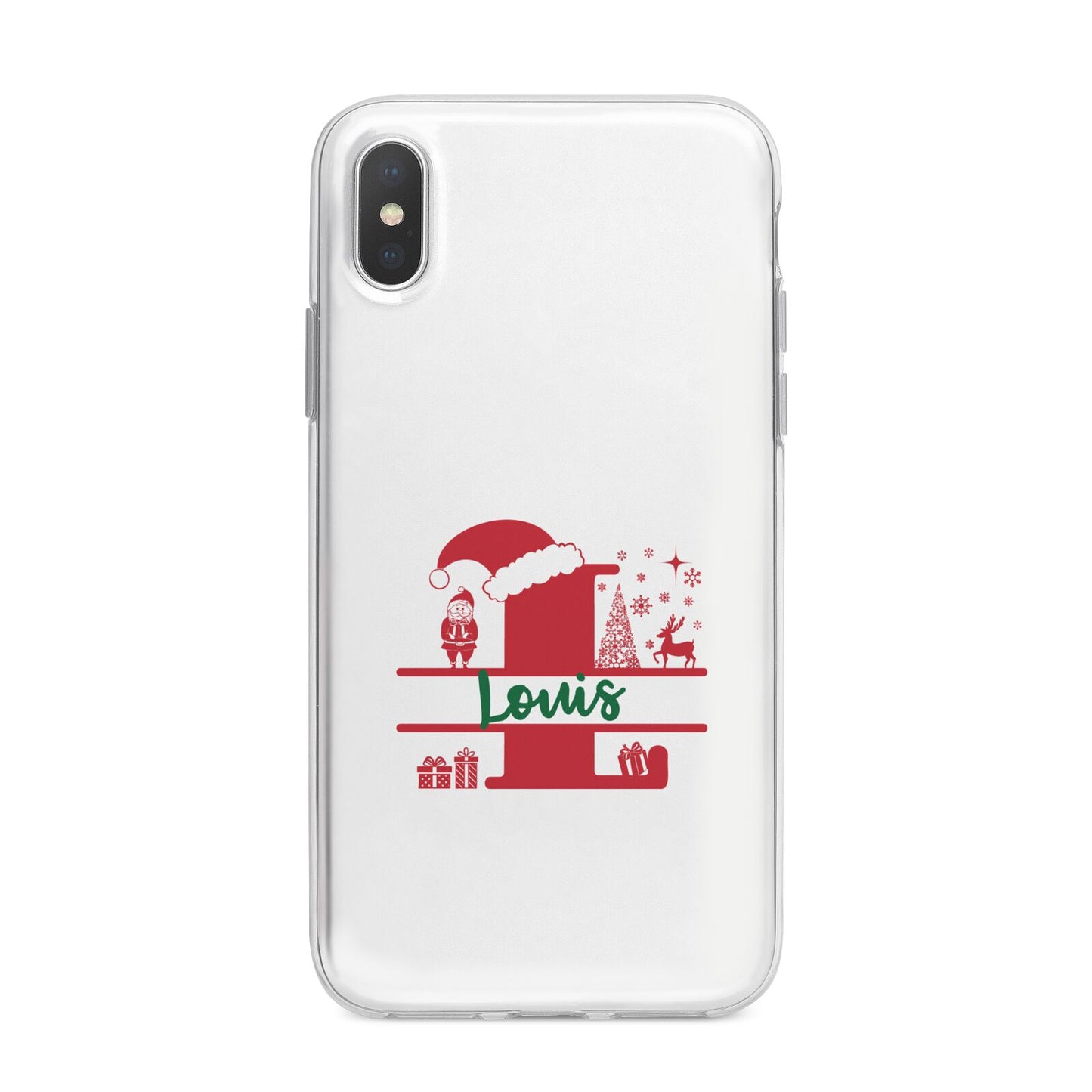 Personalised Christmas Monogram iPhone X Bumper Case on Silver iPhone Alternative Image 1