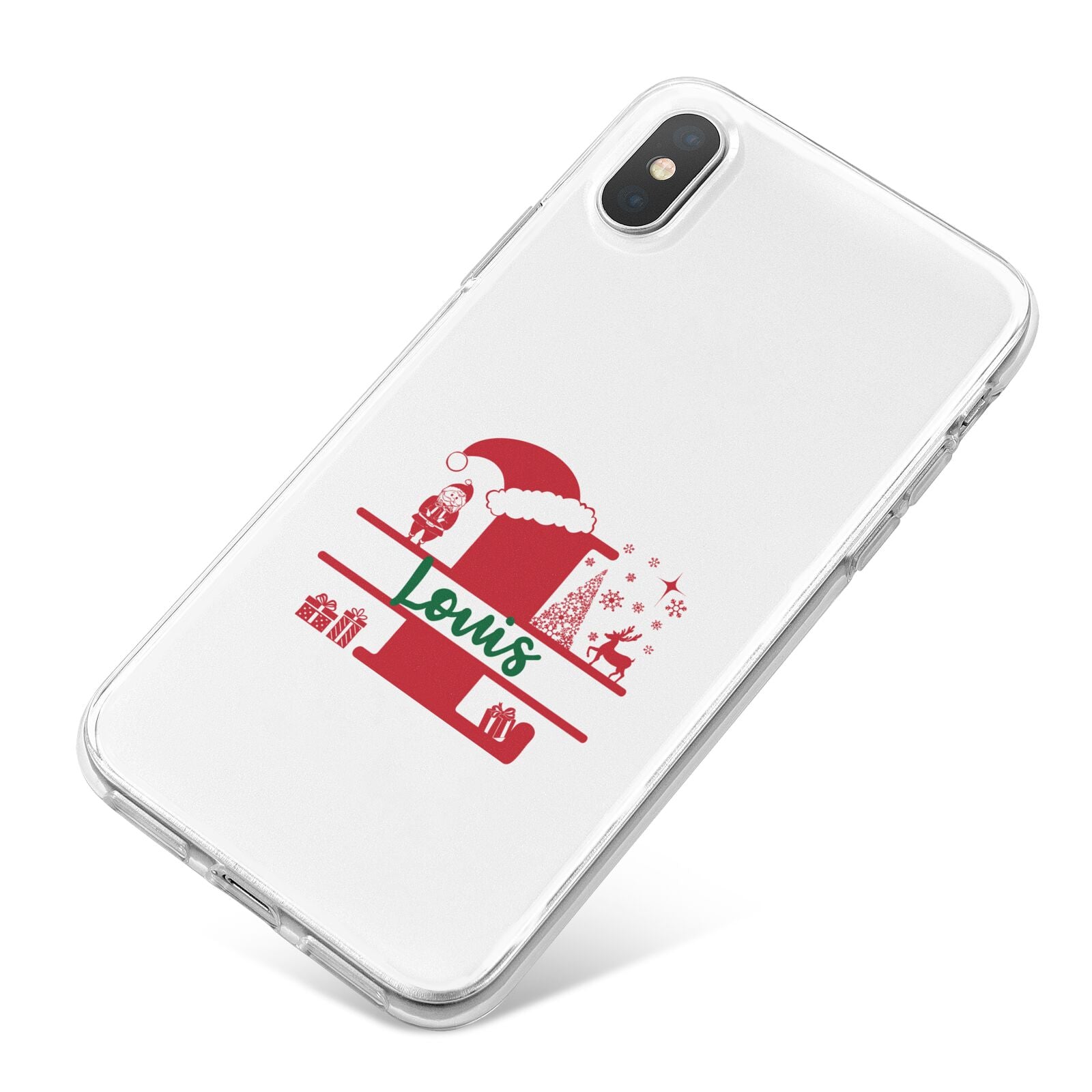 Personalised Christmas Monogram iPhone X Bumper Case on Silver iPhone